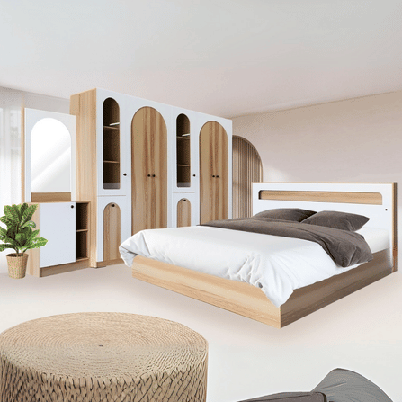 ชุดห้องนอน + ที่นอน PVC 6 ฟุต WISDOM DESIGN FURNITURE รุ่น ARISTA 11 สี แอช/ขาว_7